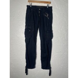 Z Brand Navy Blue Cargo Pants Women's 27 Utility Zip Pocket Y2K Grunge